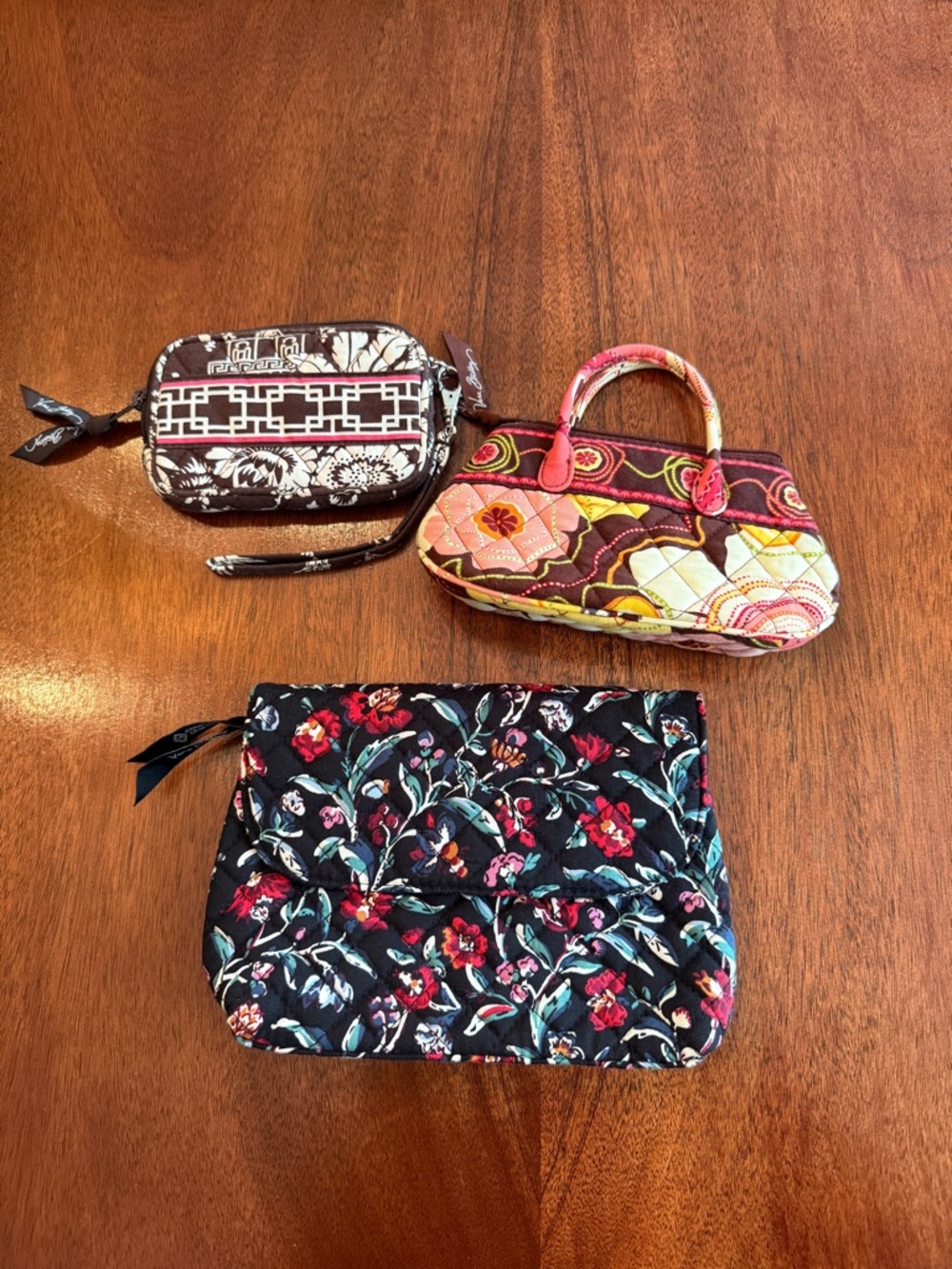 Vera Bradley Floral Quilted Cosmetic Pouch and Wallet Bundle NWOT